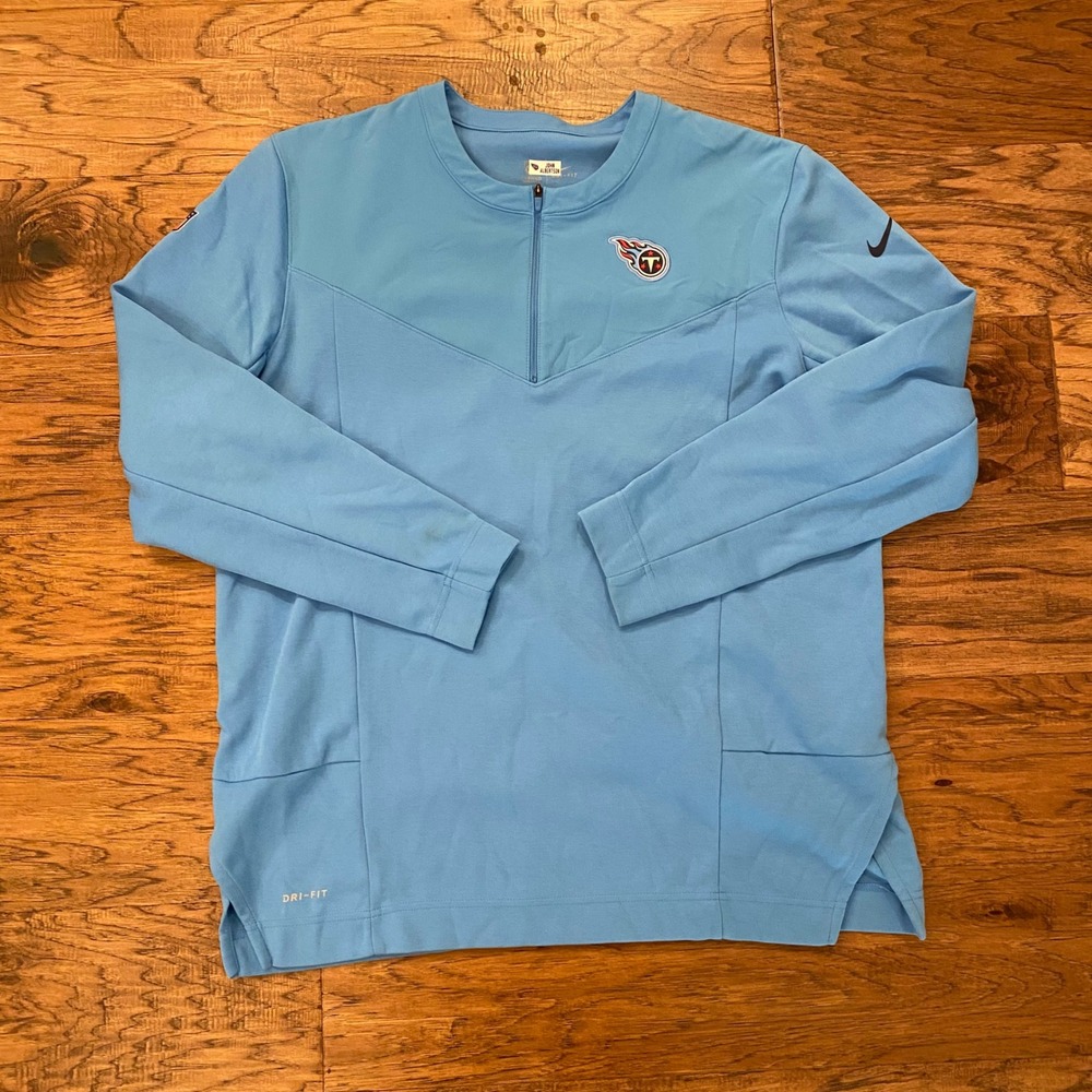 Nike Tennessee Titans Quarter Zip Mens L Blue Dri-FIT On-Field Pullover